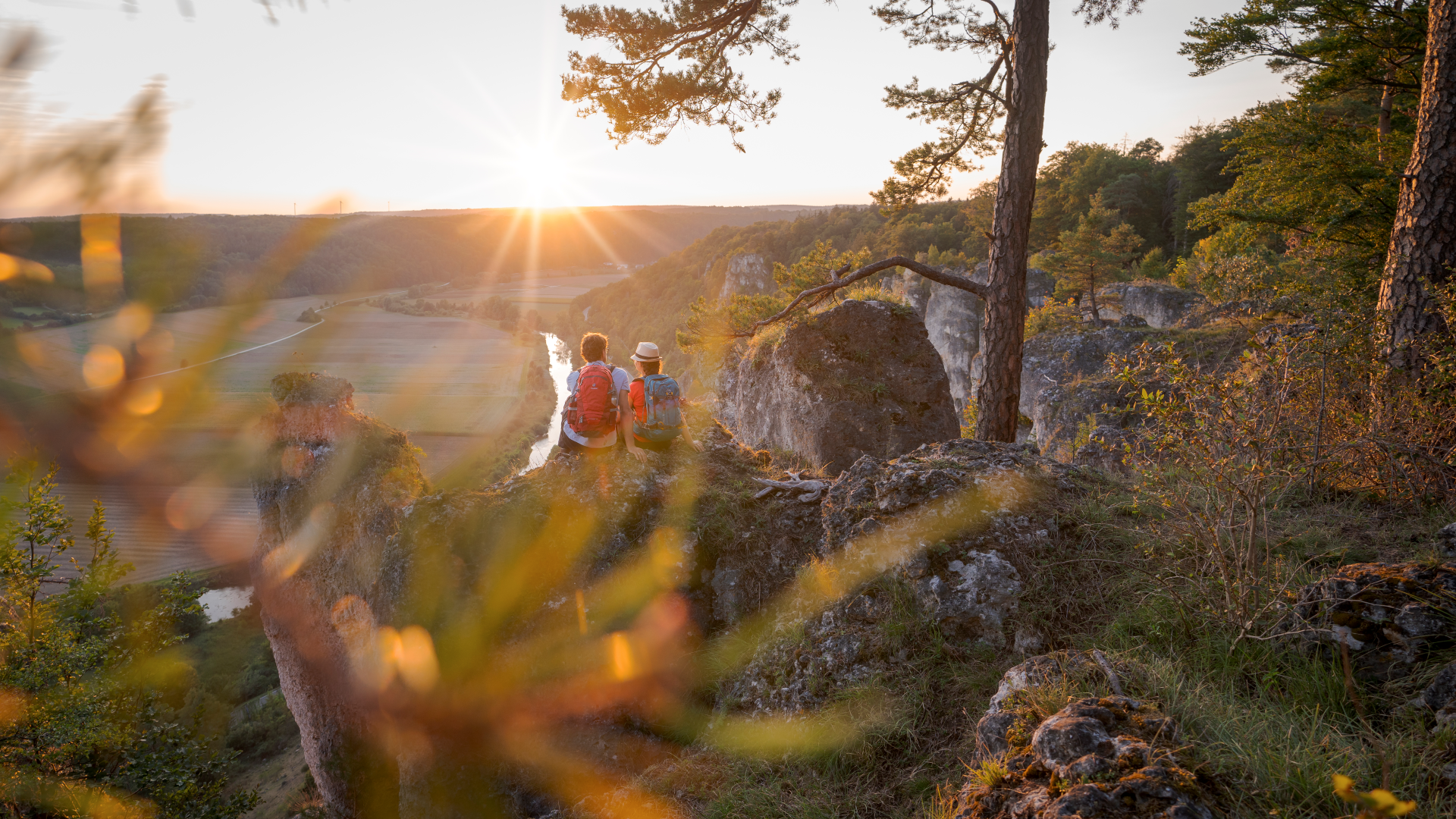 Panorama-Ausblick beim Sonnenuntergang, 500 m vom Landhaus entfernt